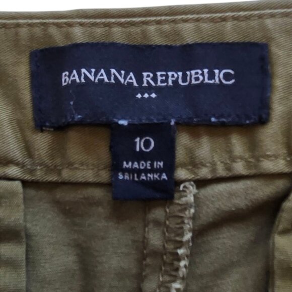 Banana Republic Womens Chino Sailor Button Shorts Olive Green Side Zip  Size 10 - Picture 4 of 5